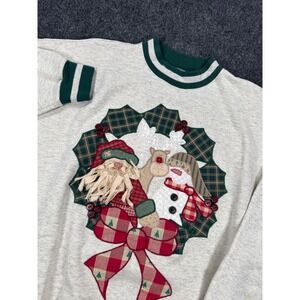 VTG Signal Sports Christmas Sweatshirt XL Santa Snowman Reindeer Applique USA